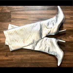 Silver Crocodile pattern high heel boots